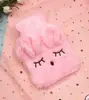 Calentador de Manos de Peluche de Dibujos Animados Transfronterizo Conejo Entrecerrado Bolsa de Agua Caliente Rellenable con Agua Desmontable y Lavable Bolsa de Agua de Animales Súper Linda