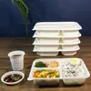 Caja de Almuerzo Desechable Biodegradable de Ácido Poliláctico con Cuatro Compartimentos para Comida Rápida para Llevar, Cajas Bento de PLA Transfronterizas al por Mayor