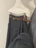 ¡Muy recomendable! Súper elegantes~ Pantalones de traje grises con una caída y textura de alta calidad, pantalones de pierna ancha de cintura alta para mujer