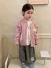 Jaqueta Suéter de Tricô para Meninas Outono 2025 Novo Estilo Coreano Casual Suéter com Gola Redonda Infantil Cardigã de Outono para Bebê Menina