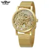 T-Winner/Victor 8005 Reloj Mecánico Hueco de Moda para Hombre Casual Moderno Correa de Malla Reloj Mecánico Hueco