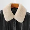 Chaqueta de Piel Genuina Nueva para Mujer Estilo Li Qin Otoño e Invierno 2026, Corta de Piel de Oveja con Cuello de Lana Desmontable y Abrigo de Plumas de Ganso