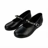 Mocasines negros de punta redonda, estilo francés, inspiración retro, con una sola tira, suela plana, de cuero suave, cómodos - un zapato de mujer simple y versátil para el uso diario