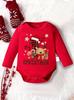 Mono navideño de alce rojo para bebé recién nacido, mono de manga larga para escalada, abrigo de pedos navideño