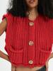 Venta al por mayor de ropa de mujer para comercio electrónico transfronterizo, moda de estilo europeo y americano, chaleco de punto de aguja gruesa, cárdigan sin mangas, chaleco de punto suelto de otoño