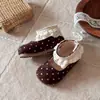 Zapatos de Cuero Estilo Otoño para Niñas con Lunares, Estilo Princesa, con Adorno de Encaje, Suela Suave Antideslizante, para el Primer Cumpleaños de Bebés Niñas, Zapatos Individuales Versátiles para Niños Pequeños