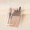 Set de 8 brochas de maquillaje, completo con cerdas suaves, brocha para iluminador, brocha para colorete, brocha para sombras de ojos, brocha para polvos, asequible y portátil para viajar, adecuado para estudiantes