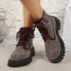 Botas Martin de Encaje Redondas con Pedrería para Mujer, Otoño 2026, Plataforma de Suela Gruesa, Completamente Cubiertas de Pedrería, Moda Europea y Americana, En Stock