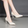Moda Tacones Altos 2025 Nuevos Zapatos de Trabajo para Mujer Puntiagudos Boca Baja Tacones Altos Conmutador Trabajo Vocacional Color Sólido Simple