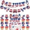 Decorações para Festa do Dia da Independência Americana 4 de Julho, Bandeiras de Gnomo, Toppers de Bolo, Adereços de Decoração para o Dia Nacional Americano
