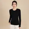 Camiseta básica de cuello redondo con forro polar, engrosada para abrigar, corte ajustado, prenda interior para otoño e invierno, suéter básico versátil esencial
