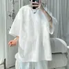 Camisa Blanca Waffle Estilo Americano Manga Corta para Hombre Manga Media Manga de Cinco Cuartos Camiseta de Nuevo Estilo para Hombre