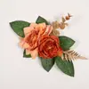 Pastel de Rosa Flor de Rosa Transfronterizo Arreglo Creativo de Eucalipto Color Caramelo Flor Artificial del Día de San Valentín Decoración de Silla para Fiesta