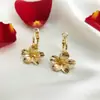Joyería Transfronteriza Europea y Americana Diseño de Textura Plegada Pendientes de Flor Pendientes Pendientes de Flor de Cinco Pétalos de Doble Capa