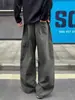Pantalones Cargo Rectos Desgastados de Calle Americana para Hombre con Múltiples Bolsillos de Algodón Puro Lavado Pantalones Casuales para Hombre Pantalones de Paracaidista de Hoja Curva
