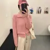 2026 Novo Cardigã de Tricô com Zíper e Gola Lapela Estilo Coreano Solto para Primavera e Outono Manga Longa Feminina Camisola Versátil com Temperamento