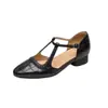 Sandalias de Punta Cerrada para Mujer para Verano 2026, Estilo Nuevo con Punta Redonda, Tacón Grueso, Diseño Hueco, Zapatos de Cuero Versátiles para Mujer