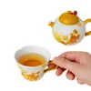 Caneca de Café Cerâmica Dourada com Alça, Estilo Chinês, Caneca Mestra para Beber Chá e Degustar Chá