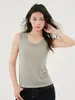 Suéter Delgado de Cuello Redondo para Mujer, 100% Cachemir Fino Hilado, Calibre 18, Ajuste Delgado, Sin Mangas, Camiseta Básica, Color Sólido, Sencillo