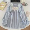 Pijama de Franela para Mujer Otoño e Invierno Encaje Cuello Cuadrado Lazo Cálido Nuevo Pantalón de Manga Larga Conjunto para Estar en Casa