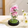 Flor Artificial Rosa Cobertura de Vidro Flor Imortal Luz Noturna Enfeites Natal Dia dos Namorados Dia das Mães Presente Atacado