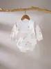 Mameluco de una pieza de algodón puro de manga larga Clase A, ropa de casa sin costuras con dibujos animados para bebés y niños pequeños, apto para todas las estaciones, verano Clase A
