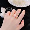 Mismo estilo que la celebridad de TikTok estilo retro corte vintage estilo francés lujo ligero alta calidad anillo incrustado de diamantes diamante de color súper brillante