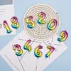 Decoração de Festa de Aniversário Ins Coreana Copyright Balão Arco-Íris Vela Digital Vela de Bolo para Assar em estoque Atacado