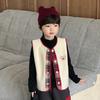 [Procesamiento Personalizado] Chaleco de Otoño/Invierno para Niños con Diseño Bloque de Color y Estampado de Oso, Nuevo Chaleco Cálido de Felpa para Otoño