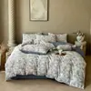 Novo conjunto retro estilo chinês de quatro peças, conjunto de seis peças de brocado de bambu e linho, lençóis e fronhas laváveis à máquina, atacado e entrega de roupas de cama