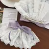 Pinza para el pelo de lazo de encaje morado suave con adornos de perlas, accesorio para el pelo Lolita, pinza lateral doble para coletas de niña dulce, añade un toque de atmósfera
