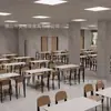 Mesa e Cadeira para Cantina Escolar Fábrica Cantina da Empresa Combinação de Mesa e Cadeira para Cantina de Funcionários Mesa e Cadeira para Refeição de Quatro Pessoas Tipo Econômico