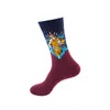 Calcetines Divertidos de Moda Novedosos Talla 37-44 Calcetines de Longitud Media para Hombres y Mujeres Calcetines Rústicos Calcetines de Algodón Calcetines de Pintura al Óleo Flor Real