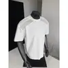Camiseta Masculina de Seda de Gelo Secagem Rápida Estilo Americano, Design de Verão com Painéis de Malha, Gola Pequena, Manga Curta, Toque de Alta Qualidade