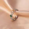 Anillo para Mujer, Lujo Ligero, Gama Alta, Nicho, No se Desvanece, Apertura de Trébol de Cuatro Hojas, Anillo Liso Ajustable, Joyería de Mano Exagerada al por Mayor