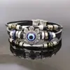 Pulsera Ojo Turco Mal de Ojo Moda para Hombres y Mujeres Joyería Europea y Americana Pulsera de Cuero Punk Multicapa Retro Pulsera