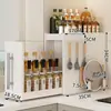 Rack de Condimentos Estreito Estilo Transfronteiriço para Cozinha Bancada Extensível Multicamadas à Prova de Poeira Armazenamento Porta Condimentos de Óleo Sal Molho Vinagre