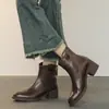Nueva Colección Otoño/Invierno 2026 para Mujer: Botines de Piel de Cordero con Suela Silenciosa y Tacón Grueso, Botas de Commuter Ajustadas, Botas Cortas tipo Martin