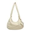 Estilo Preguiçoso Versão Coreana 2025 Nova Bolsa Tote de Nylon com Enchimento de Algodão de Grande Capacidade para Mulheres, Bolsa Versátil e Moderna de Ombro Único Transversal