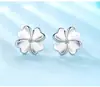Brincos de Trevo de Quatro Folhas em Prata de Lei 925 para Mulheres, Modernos e Simples, com Diamantes, Estilo Ins Coreano, Brincos Personalizados, Joias de Orelha de Prata
