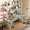 Mesa de computador para casa com painel perfurado, mesa gamer, design simples, adequada para quartos, mesa de estudo para estudantes e mesa de escrita integrada com estante