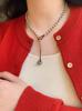 Collar de Pez con Cuentas de Cristal Simple de Alta Gama para Mujer Retro Ligero Lujoso Moderno Elegante Combinable Cadena para el Cuello Cadena Clavicular