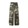 Pantalones casuales rectos de camuflaje patchwork con estampado de leopardo, pantalones de trabajo de diseño deportivo para exteriores de estilo americano de moda para hombre