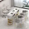 Conjunto de Mesa e Cadeira para Manicure Japonês Simples Duplo Mármore Aspirador de Pó Pintura Eletrostática Celebridade da Internet Mesa de Manicure de Camada Dupla Estilo Creme