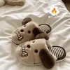 Bonitas zapatillas de algodón para mujer, zapatillas peludas de invierno con suela gruesa de felpa, zapatillas cálidas de dibujos animados para interior antideslizantes, venta al por mayor de invierno