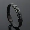 Accesorios de Pulsera de Acero de Titanio y Microfibra para Hombres Europeos y Americanos, Pulsera de Mano de Cuero Trenzado de Acero Inoxidable a la Moda, Pulsera de Hombre de Moda