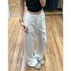Calça Larga de Linho Branco e Seda de Gelo para Mulheres, Estilo Fino de Verão, Nova 2026 Cintura Baixa, Calça Casual Solta Preguiçosa