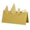 Tarjeta de Mesa Navideña Blanca con Muñeco de Nieve Tridimensional, Tarjeta de Asiento de Árbol de Navidad Hueco con Láser de Fábrica Transfronteriza en Stock