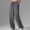 Calça reta de seda gelada transfronteiriça para homens, verão, modelagem solta, com caimento, casual, moderna, leve, de secagem rápida, calça esportiva para adolescentes