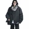 Chaqueta acolchada de algodón con cuello de lana corto para hombre, diseño de hebilla de cuero de invierno, chaqueta acolchada cálida, chaqueta acolchada cleanfit con diseño de montaña